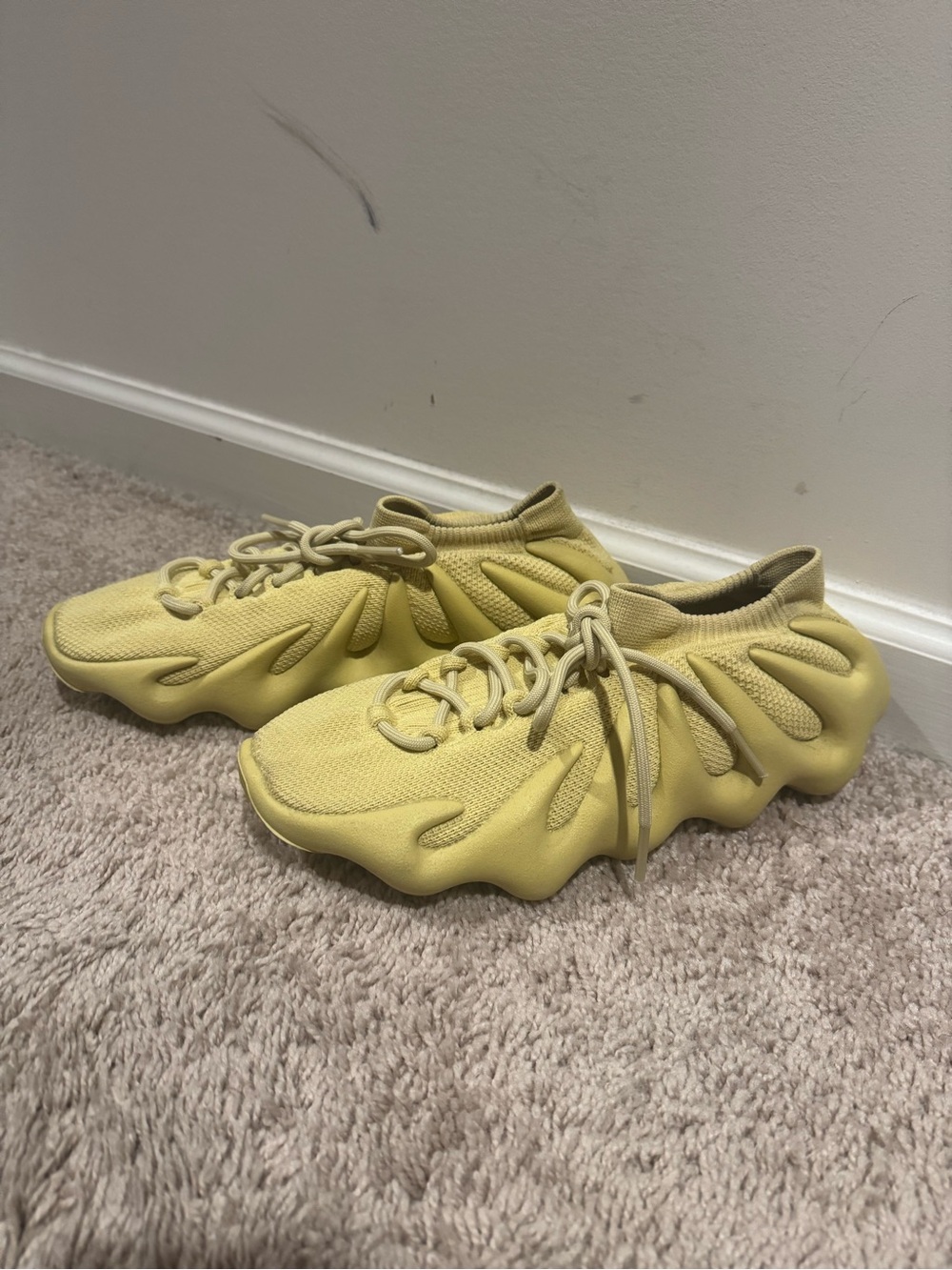 Yeezy Sculpted Knit Sneakers in Pale Yellow